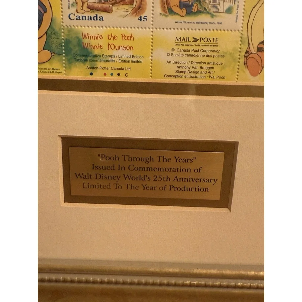 POOH THROUGH THE YEARS COMMEMORATION OF DISNEY WORLDS 25TH ANNIVERSARY COA FRAME